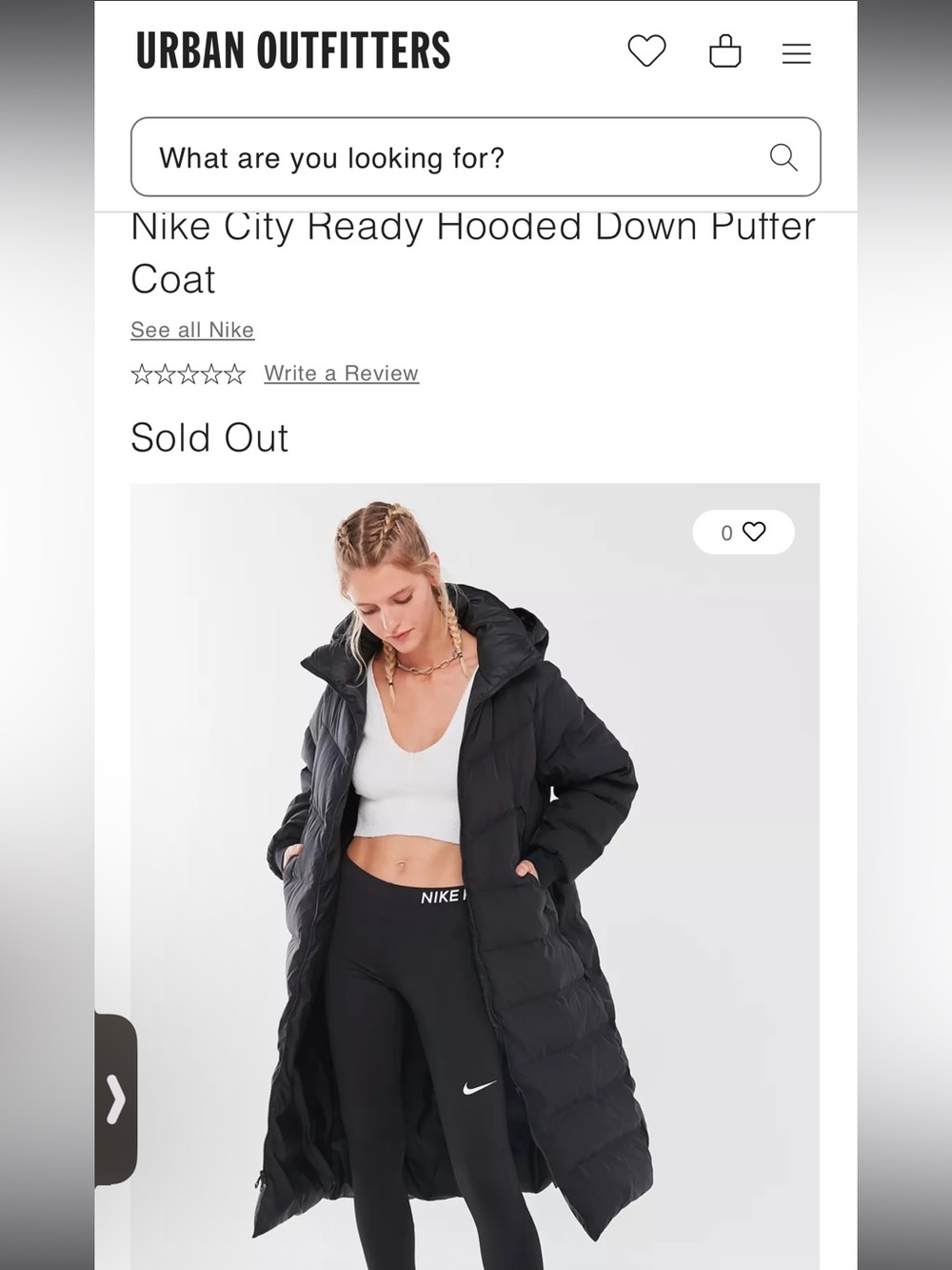 Nike city ready hooded down puffer coat